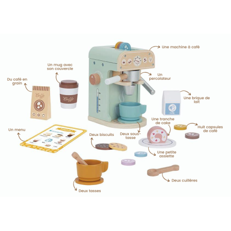 Machine à Café en Bois Pastel pour Enfant – Jeu d’Imitation Montessori | Child & Home